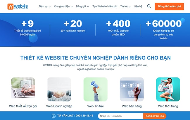 Dịch vụ thiết kế web tại Web4s
